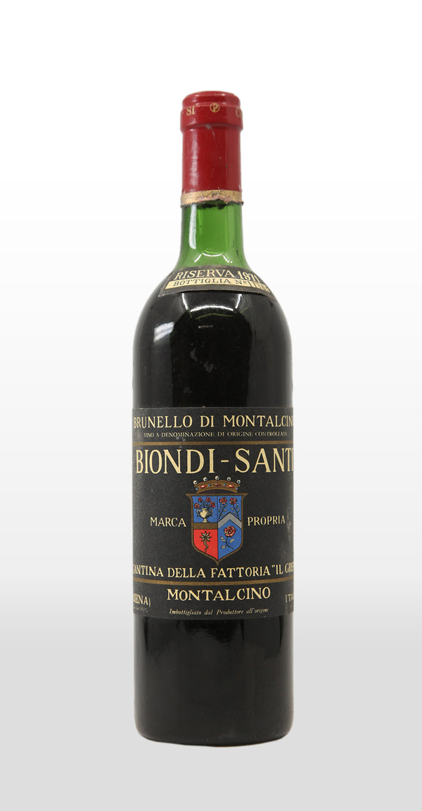 BIONDI SANTI BRUNELLO DI MONTALCINO DOCG RISERVA 1971 (TOP SHOULDER) 750ML